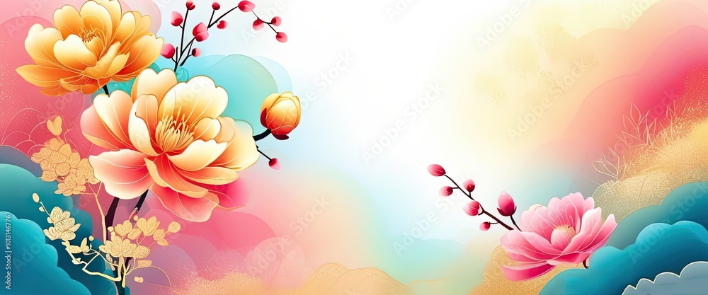 Peony Flower and Watercolor Background,copy space,cover,poster,website,wallpaper,banner background,backdrop,postcard,clear,shine,modern Peony Flower and Watercolor Background,copy space,cover,poster,website,wallpaper,banner background,backdrop,postcard,clear,shine,modern
