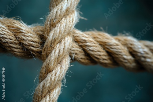 Detailed perspective of linked twine threads. Business concept proposal