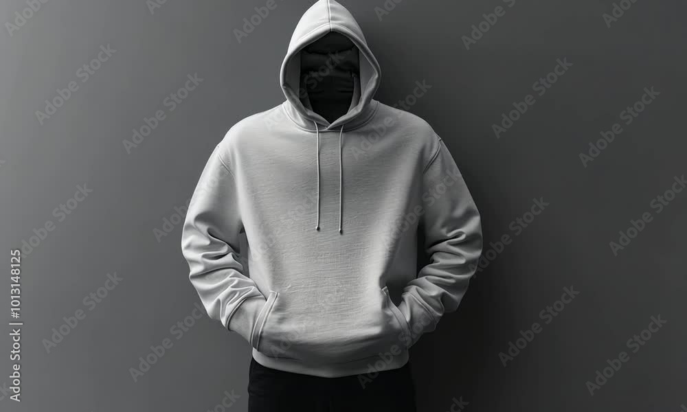 cenematic hoddie gray on black background