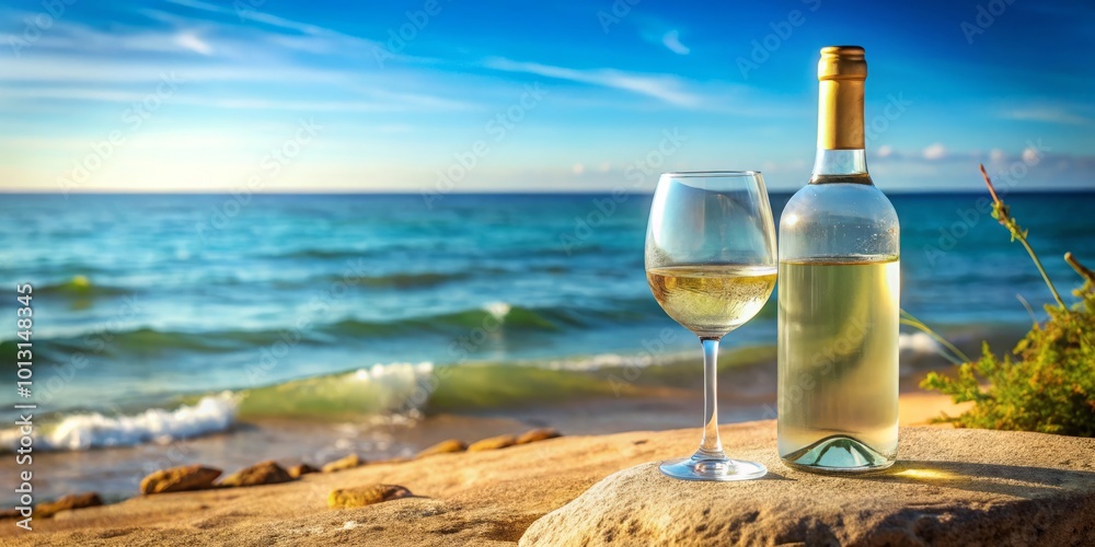 Beneath a vibrant summer sky, a chilled white wine awaits, perfect for relaxation and refreshment, inviting you to Beneath a vibrant summer sky, a chilled white wine awaits, perfect for relaxation and refreshment, inviting you to