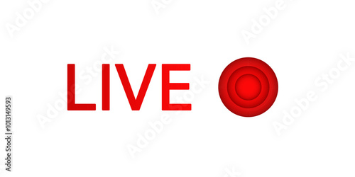 Online live stream logo. Red video broadcast icon.