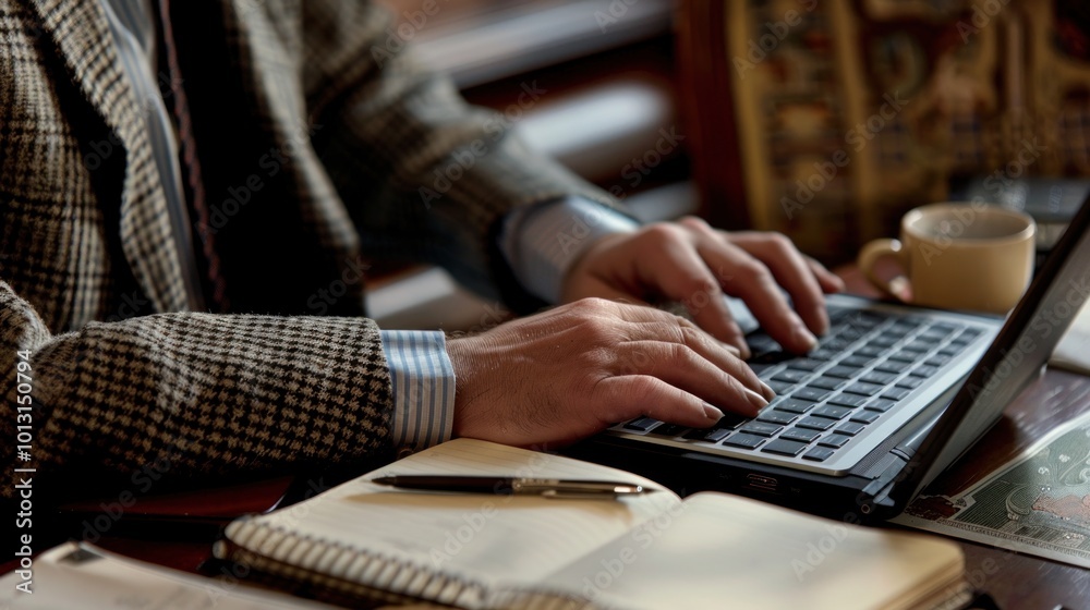 Close-up of businessman's hands on keyboard. Close-up of businessman's hands on keyboard.