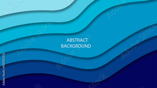 Aqua waters overlapping with blue paper cut background for design. 3D abstract paper cut out art style, design layout for business presentations, flyers, posters, cards, brochure cover.