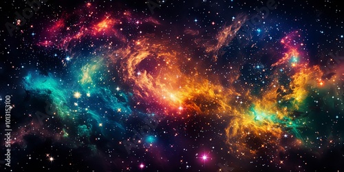 Cosmic Dance of Nebulae A Symphony of Color and Light in the Vast Expanse of Space