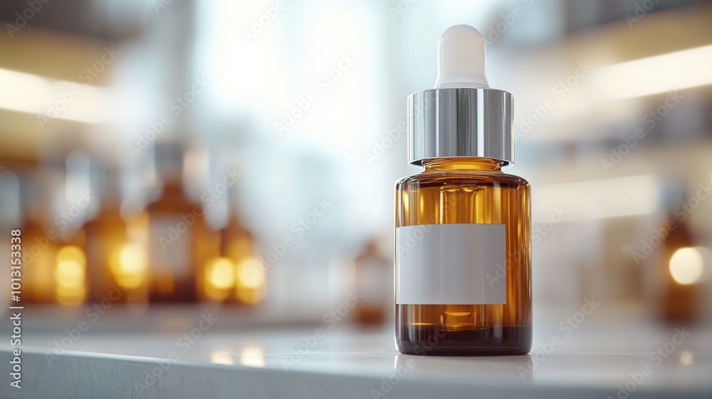 Serum bottle close-up, white label design, soft glass glow, clean simple background, product focus. Serum bottle close-up, white label design, soft glass glow, clean simple background, product focus.