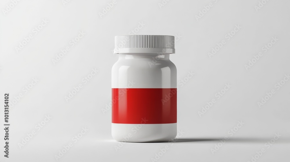 Isolated White Medicine Bottle with Expired Red Label on White Background Isolated White Medicine Bottle with Expired Red Label on White Background
