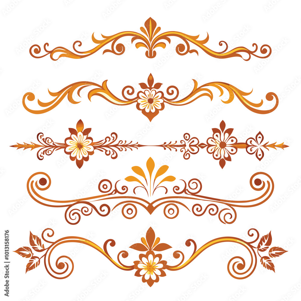 This set of elegant autumnal floral dividers adds flair to designs This set of elegant autumnal floral dividers adds flair to designs