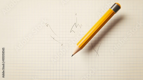 Pencil Drawing Math Equation in Midair on Graph Paper