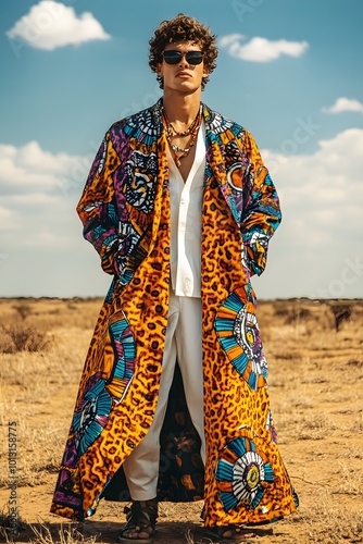 Man wearing native african agbada fashion photo