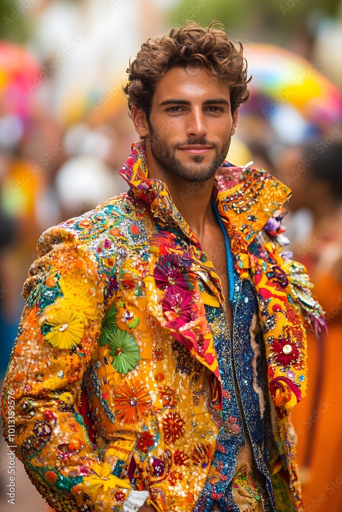 Obraz premium Man wearing brazilian carnival inspired outfit