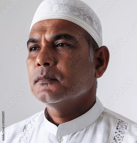 Portrait of middle age muslim man in india photo