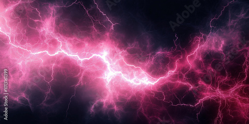 Pink Lightning on a Black Background 