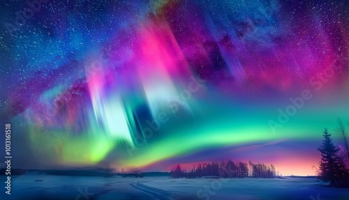 Wallpaper Mural Stunning Portrayal of Auroras Dancing Across the Night Sky with Vivid Greens and Purples Torontodigital.ca