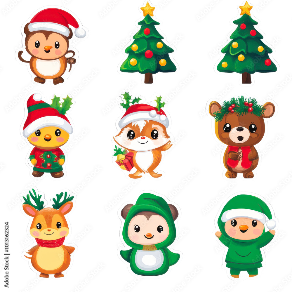Christmas Stickers with Baby Forest Animals