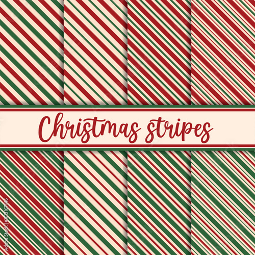 Christmas classic striped seamless pattern collection