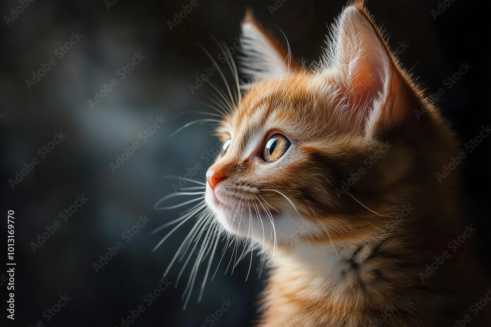 Portrait of Adorable British Shorthair Kitten with Fluffy Fur and Playful Expression in Pet Photography