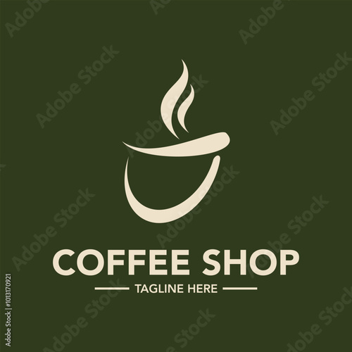 Coffee shop logo design. Coffee shop minimalist logo design. Cafe logo design symbol. Elegant coffee store logo