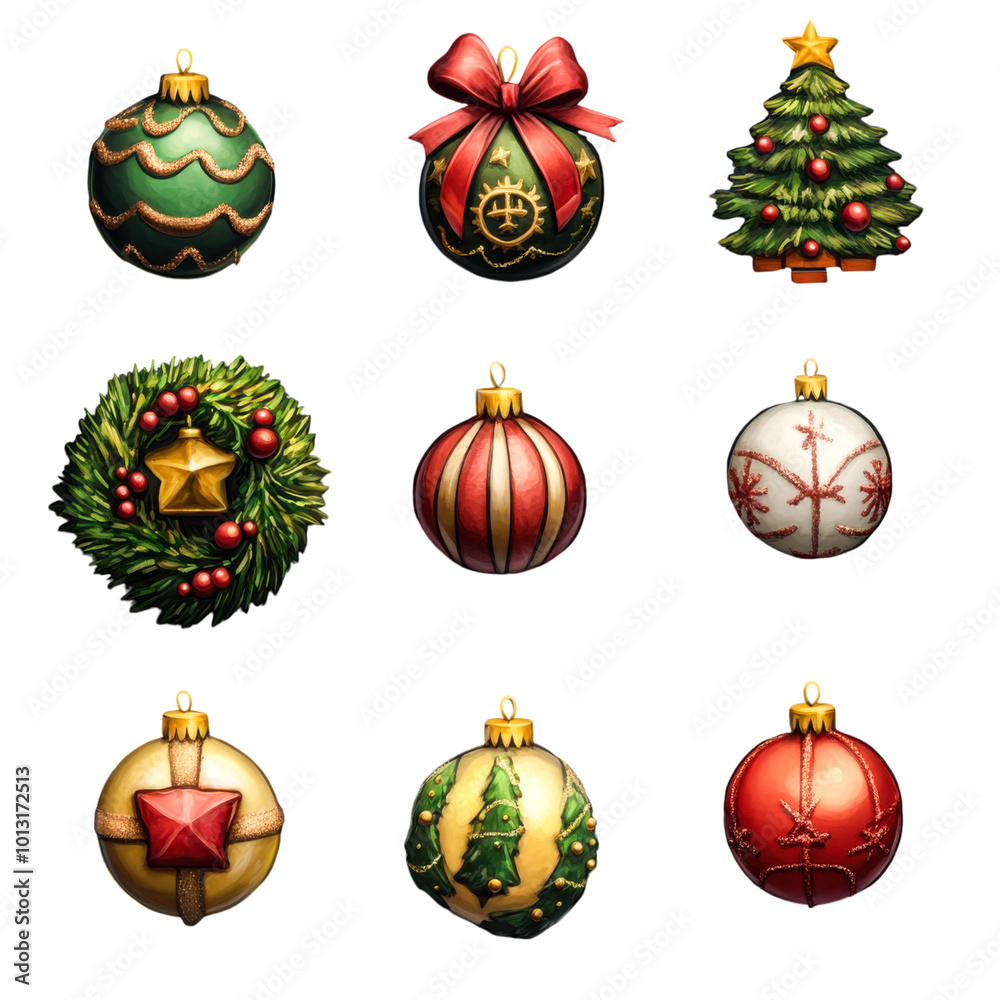 Christmas Icon Set: Balls and Bells, Vector Christmas Icon Set: Balls and Bells, Vector
