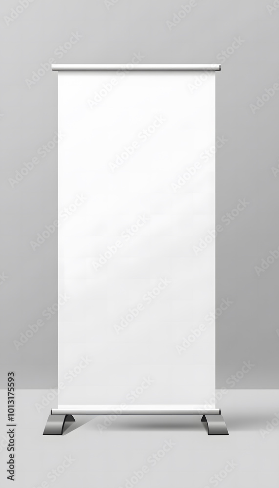 Blank white roll-up banner background design vector illustration on a grey background design Blank white roll-up banner background design vector illustration on a grey background design