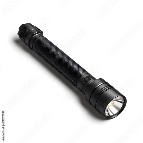 black flashlight isolated on white