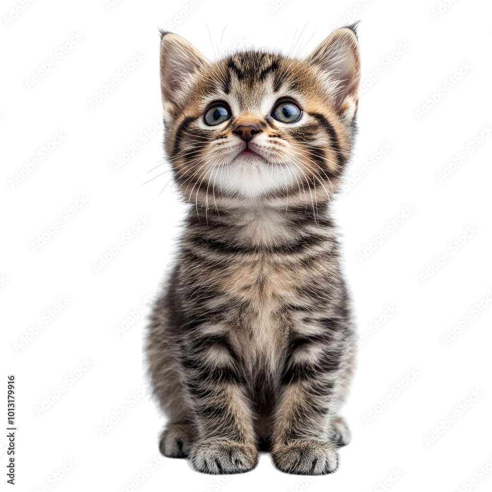 Adorable Kitten Looking Up Isolated On a White Background Adorable Kitten Looking Up Isolated On a White Background