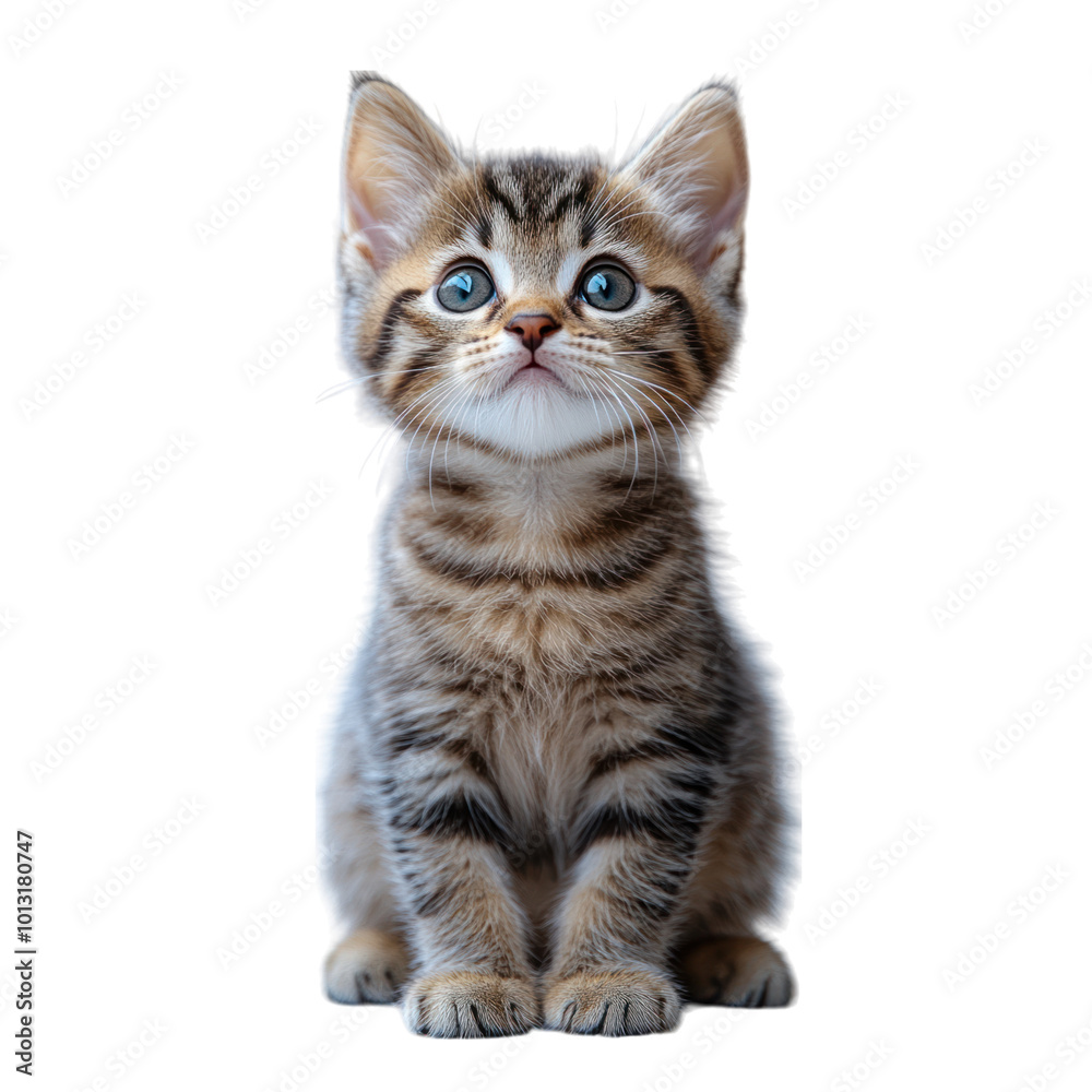 Adorable Kitten Looking Up Isolated On a White Background Adorable Kitten Looking Up Isolated On a White Background