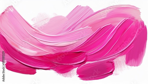 pink oil brush stroke on white background; abstract art collage; modern design