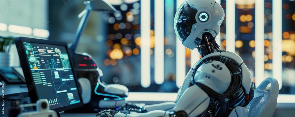 Personal assistant robot organizing a workspace efficiently, 4K hyperrealistic photo Personal assistant robot organizing a workspace efficiently, 4K hyperrealistic photo