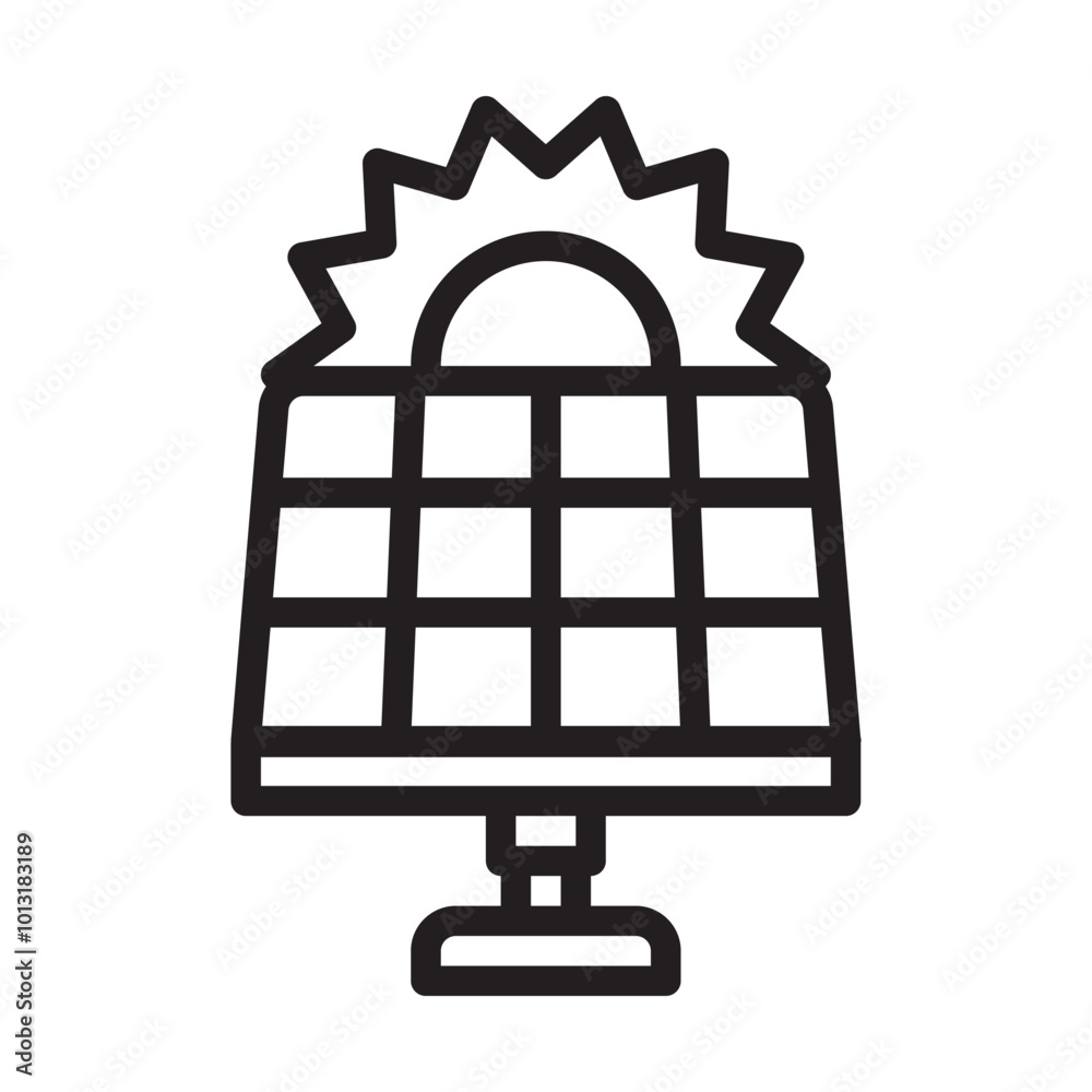Solar panel line icon with white background vector stock illustration Solar panel line icon with white background vector stock illustration