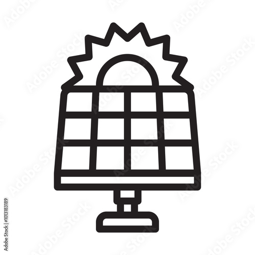 Solar panel line icon with white background vector stock illustration