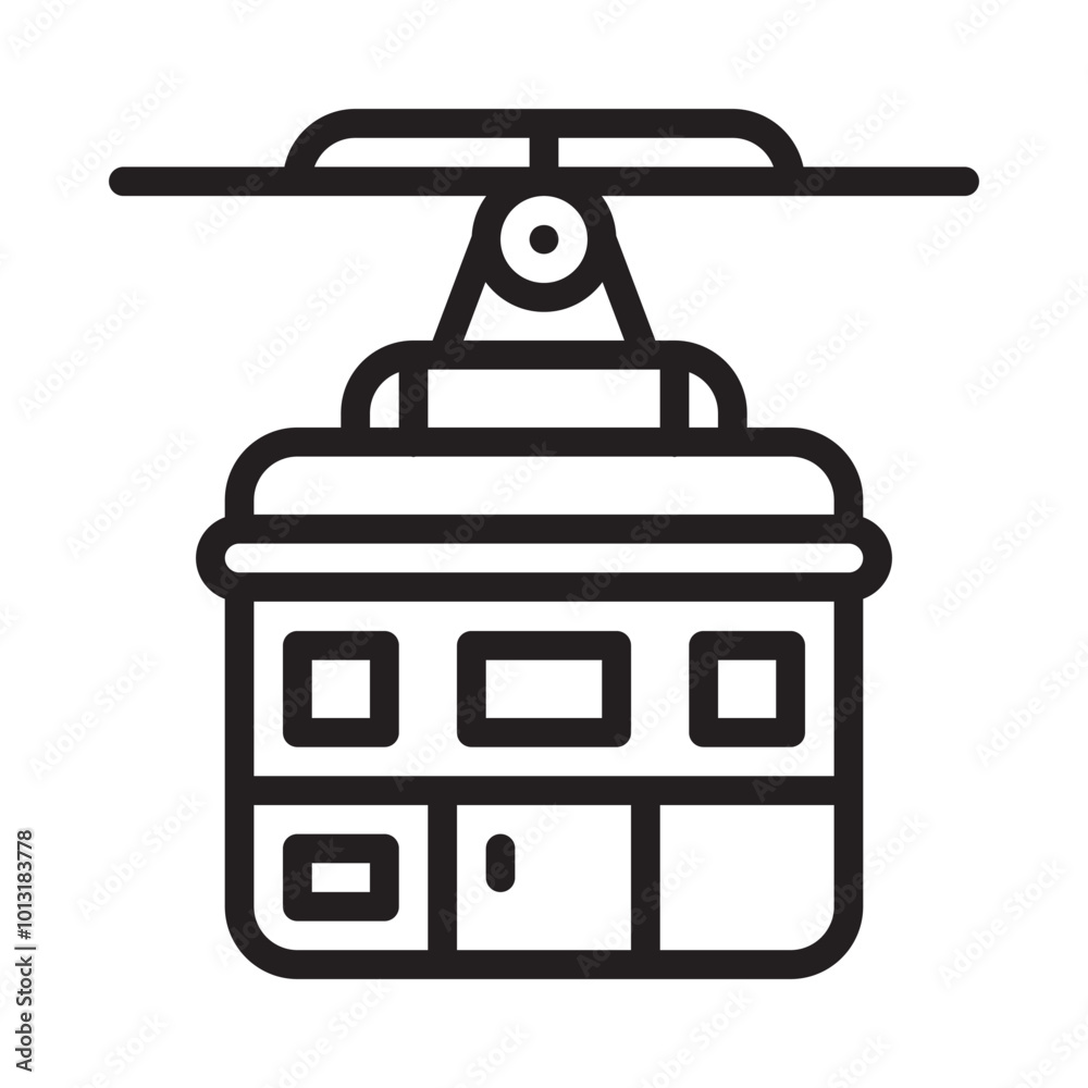 Cable car line icon with white background vector stock illustration Cable car line icon with white background vector stock illustration