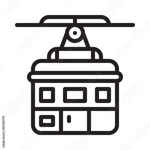 Cable car line icon with white background vector stock illustration