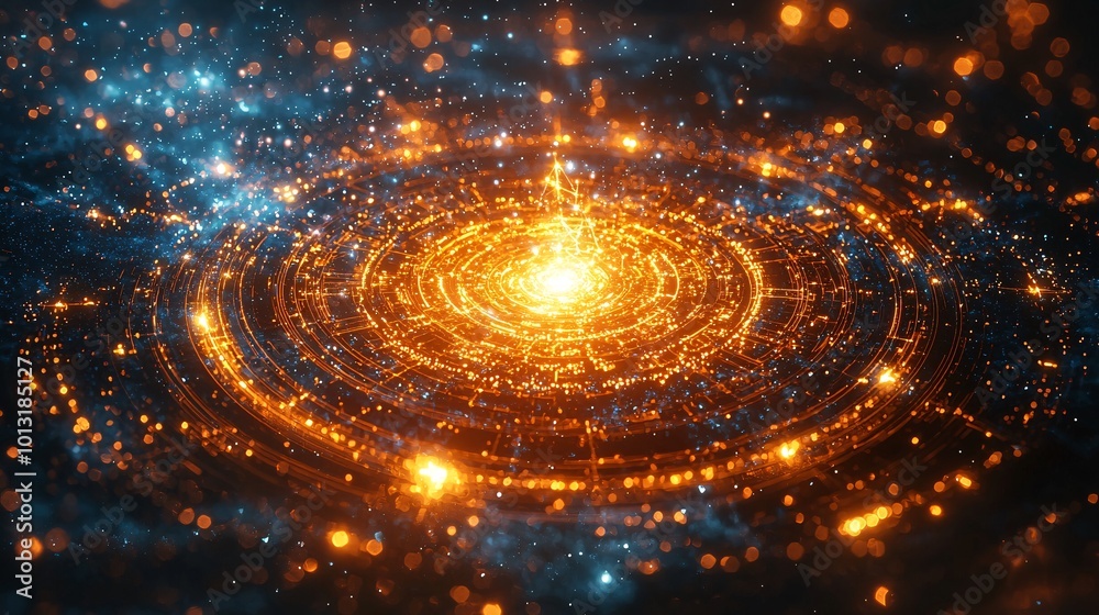Glowing Star Particles Forming Zodiac Signs in Space Glowing Star Particles Forming Zodiac Signs in Space
