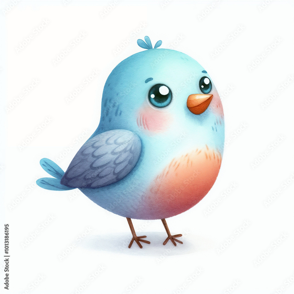 Cute cartoon bird isolated on white background. AI Cute cartoon bird isolated on white background. AI