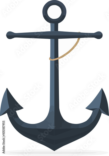 Nautical ship anchor icon flat on white isolated background, vector design. photo