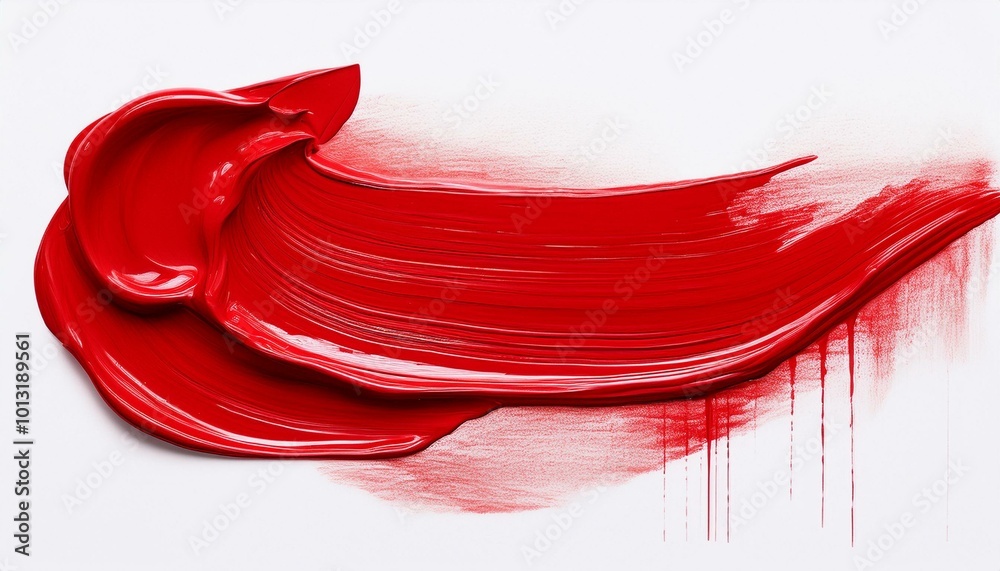 red oil brush stroke on white background; abstract art collage; modern design red oil brush stroke on white background; abstract art collage; modern design