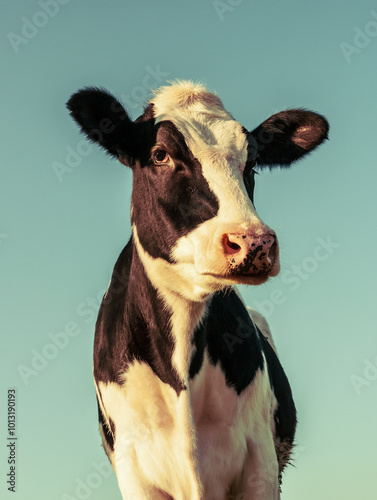 Portrait of a standing holstein cow photo