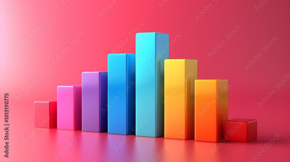 Vibrant 3D Bar Graph: A spectrum of colors showcases dynamic growth and progress. The sleek, modern design creates a visually striking representation of data. Vibrant 3D Bar Graph: A spectrum of colors showcases dynamic growth and progress. The sleek, modern design creates a visually striking representation of data.