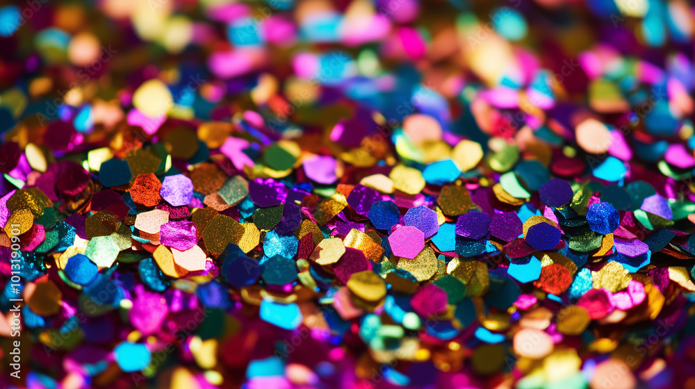 Naklejka premium Kolorowe konfetti unosi się w powietrzu, tworząc efektowny wizualny spektakl.