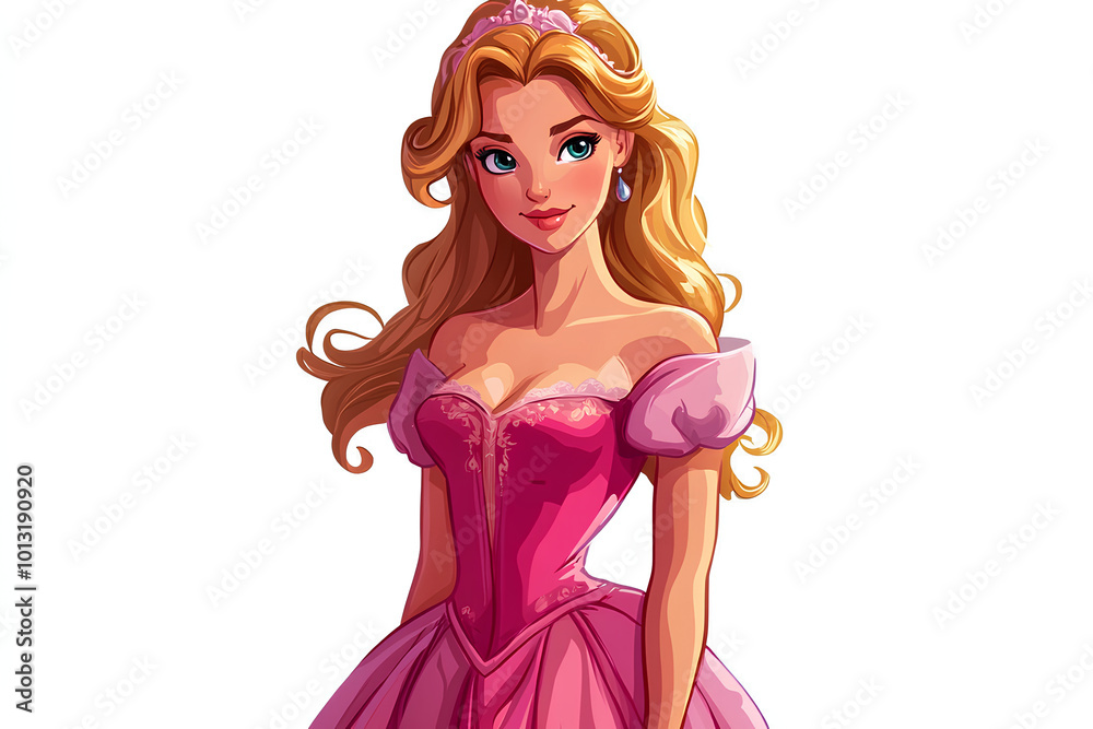 cartoon scene with beautiful princess on white background illustration cartoon scene with beautiful princess on white background illustration
