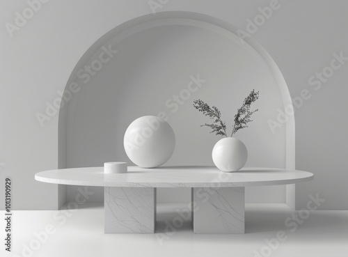 Empty Studio Space Suitable for Product Display in Abstract Style. photo