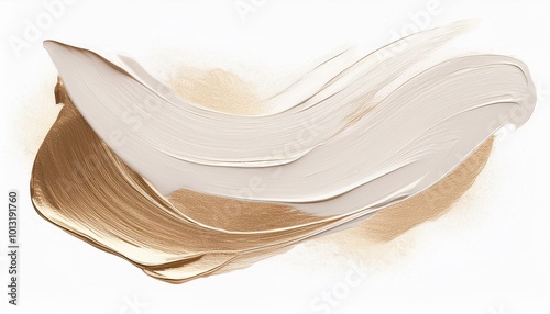 ivory oil brush stroke on white background; abstract art collage; modern design