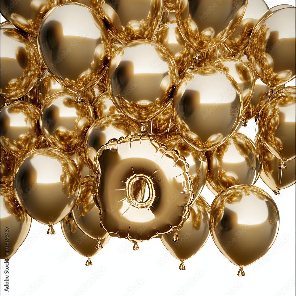 50 golden fifty balloons, 3D illustration. 50 golden fifty balloons, 3D illustration.