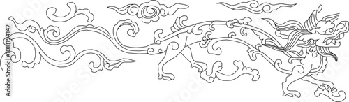 Vector sketch illustration silhouette design classic vintage ethnic background ornate carving ornament classic vintage ethnic traditional 