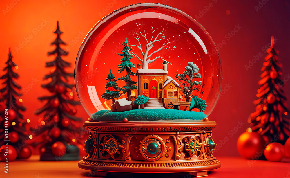 Obraz premium Festive beautiful Christmas and New Year composition, magic New Year's ball