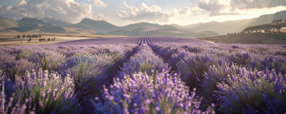 Obraz premium Blooming lavender fields, 4K hyperrealistic photo,