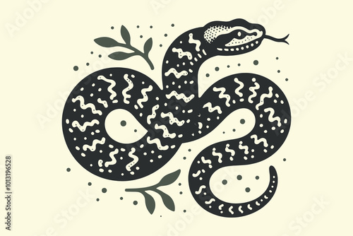 Snake, viper. black vector illustration, emblem, pattern