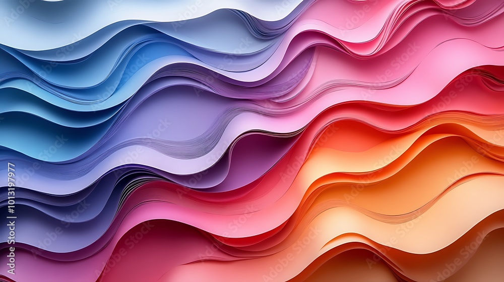 Serene symphony of color: Swirling, layered hues in a mesmerizing abstract wave formation. A vibrant, calming visual experience. Serene symphony of color: Swirling, layered hues in a mesmerizing abstract wave formation. A vibrant, calming visual experience.