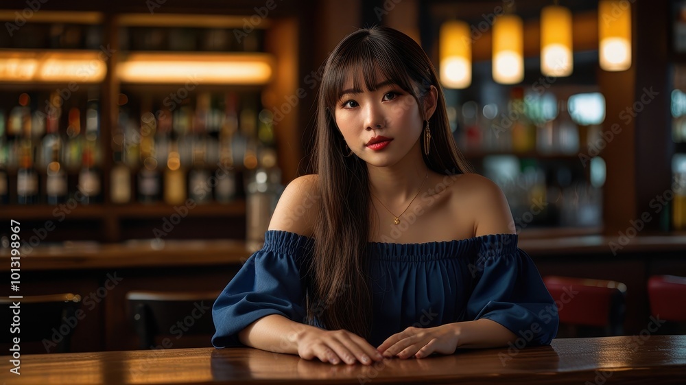 woman sitting in bar