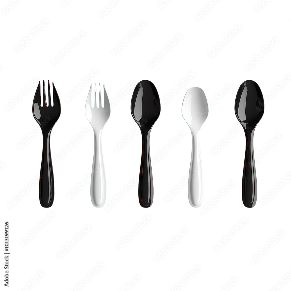 Black and White Cutlery Isolated on a Transparent Background Black and White Cutlery Isolated on a Transparent Background